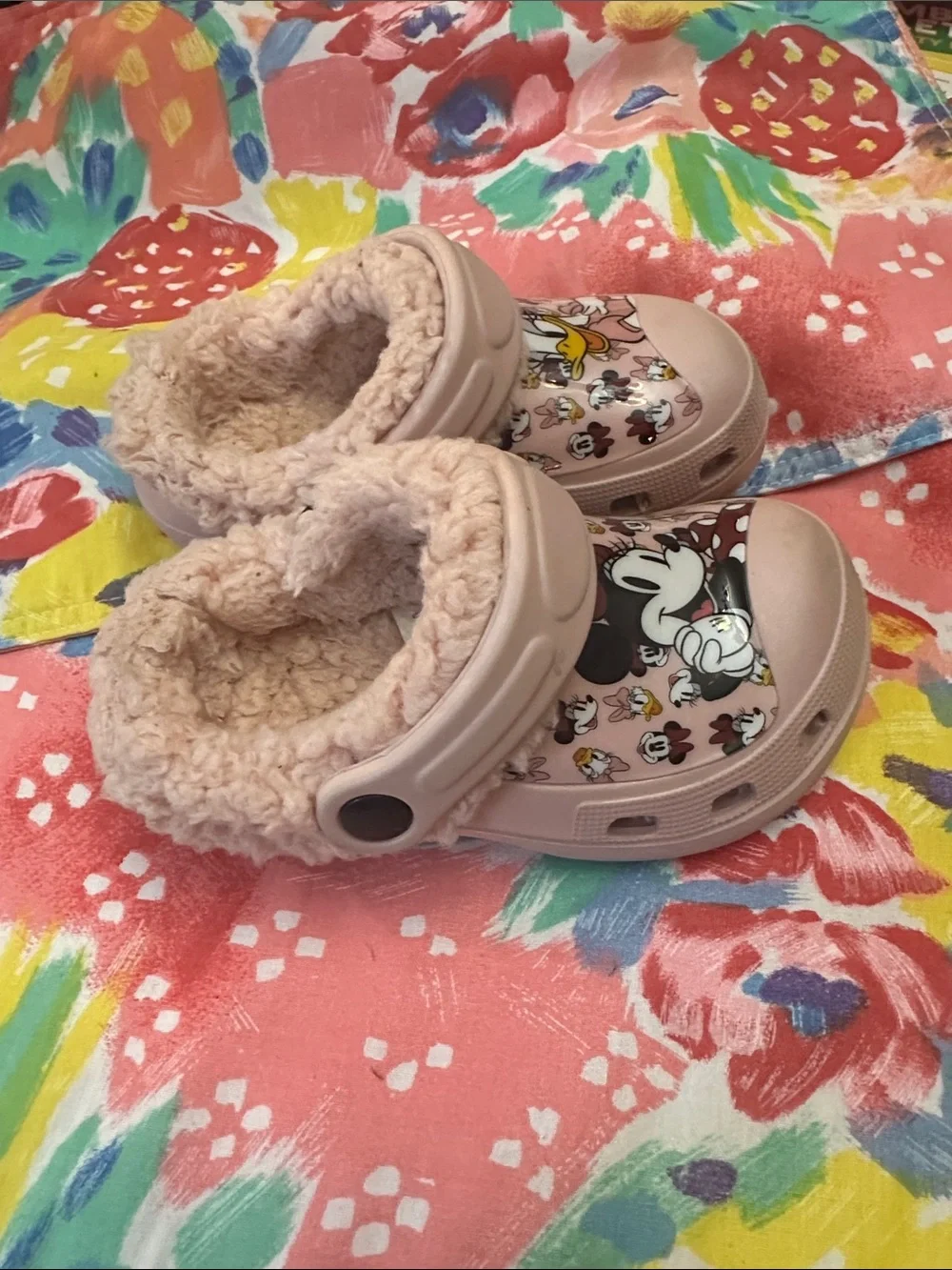 Disney Pink Mickey & Daisy Fleece-Lined Slip-On Clog Slippers
